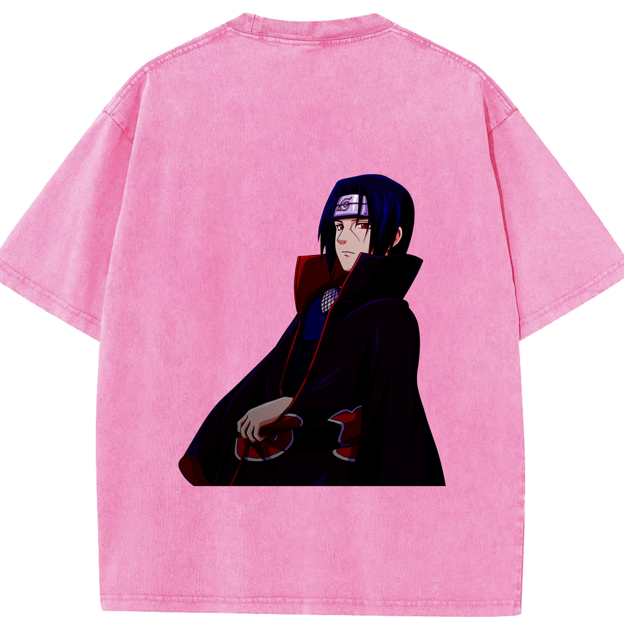 （画像用） NARUTO -ナルト- うちは イタチ Uchiha Itachi 綿100% ヴィンテージ風 半袖Tシャツ（背面プリント）